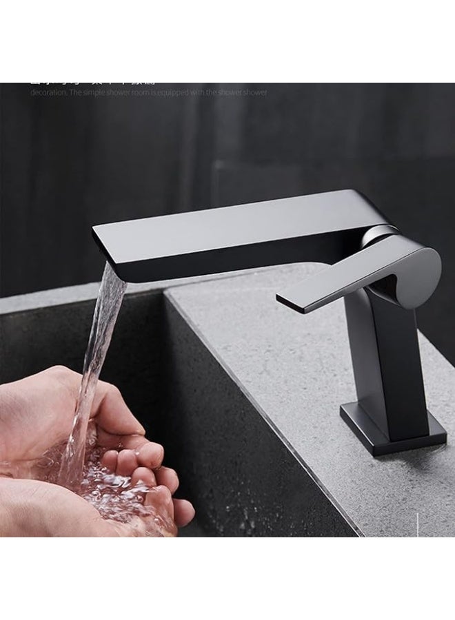 YD Modern Single Lever Basin Mixer Tap for Bathroom | Deck Mounted Wash Basin Faucet | Square Body Sink Tap with Flat Spout and Smooth Handle Control - Image 3